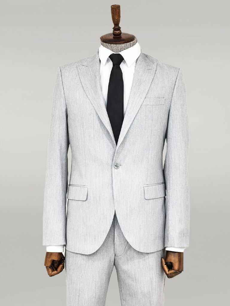 WSS 2 Piece Plain Slim Fit Light Grey Men Suit  - Singen