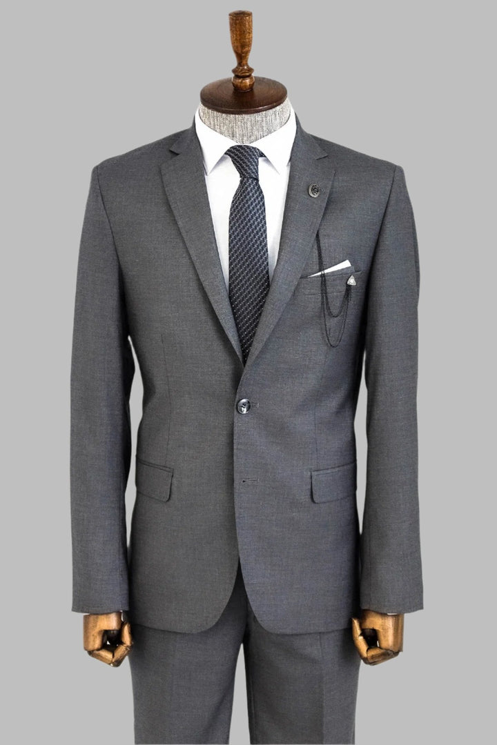 WSS Two Buttons Two Piece Grey Men Suit  - Singen