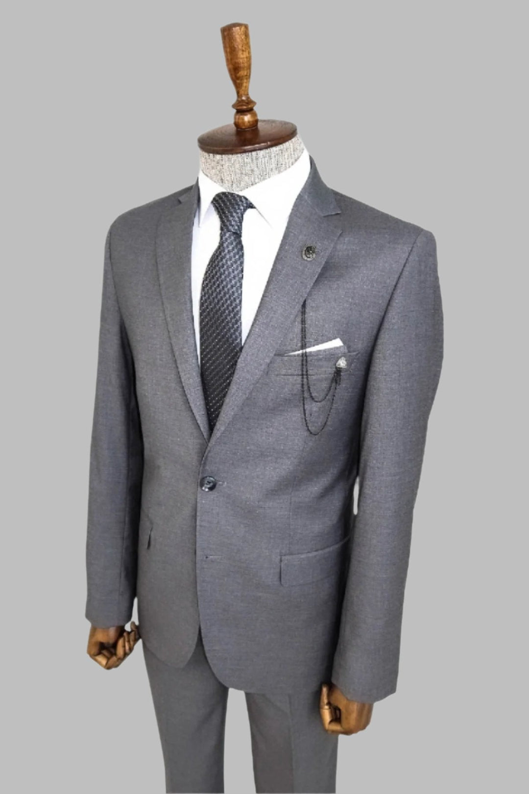 WSS Two Buttons Two Piece Grey Men Suit  - Singen