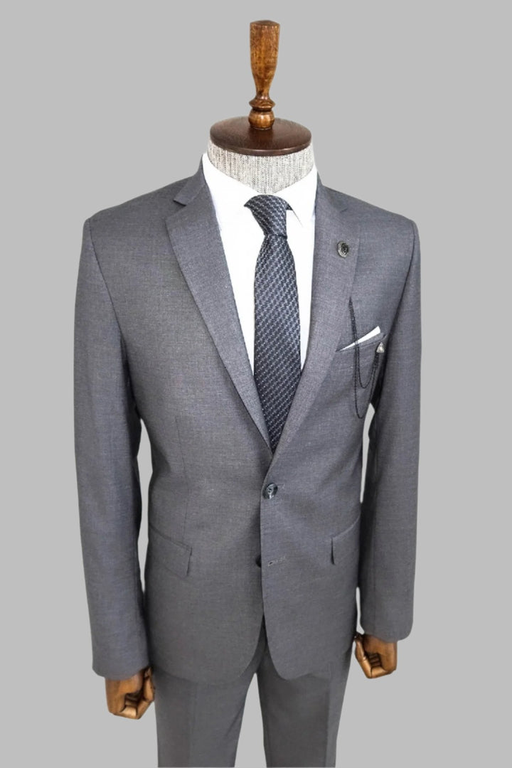 WSS Two Buttons Two Piece Grey Men Suit  - Singen