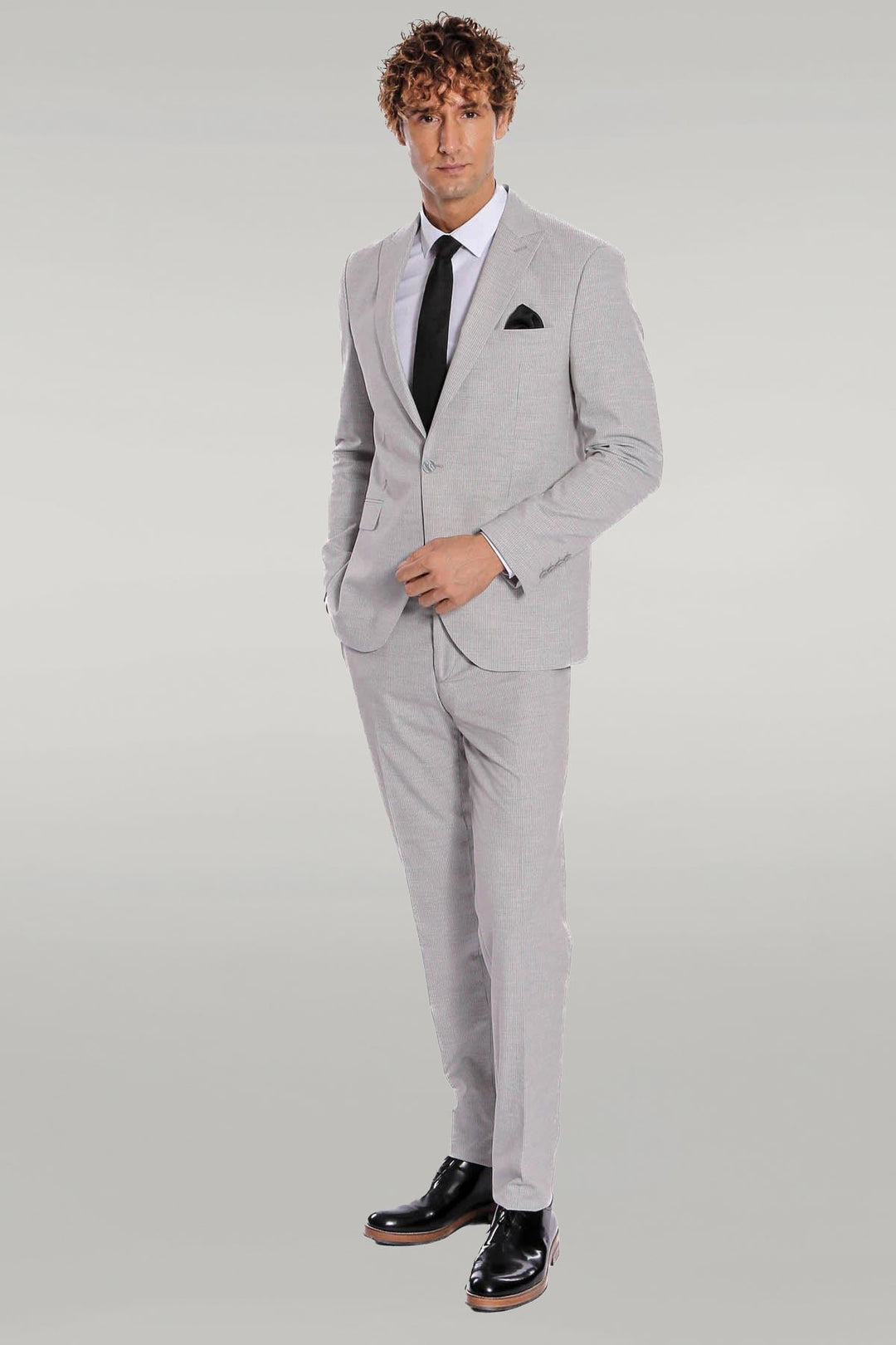 WSS 2 Piece Striped Grey Men Suit  - Singen