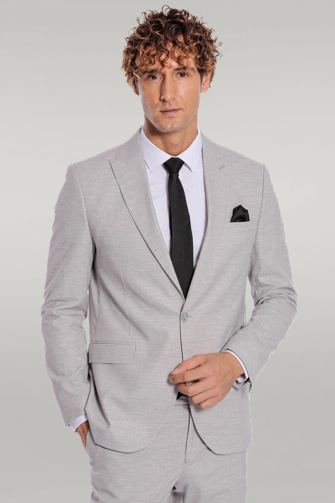 WSS 2 Piece Striped Grey Men Suit  - Singen