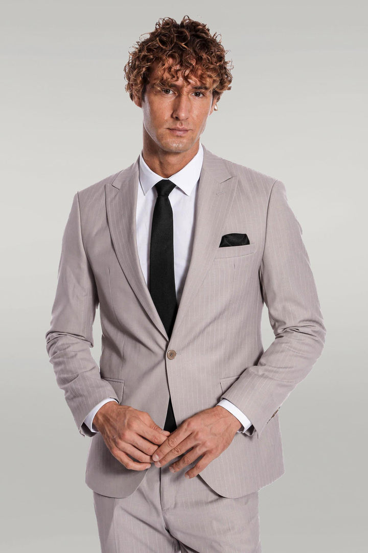 WSS 2 Piece Striped Grey Men Suit  - Singen