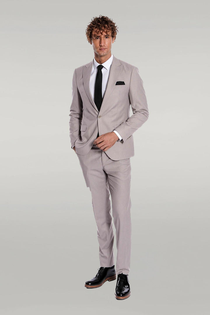 WSS 2 Piece Striped Grey Men Suit  - Singen