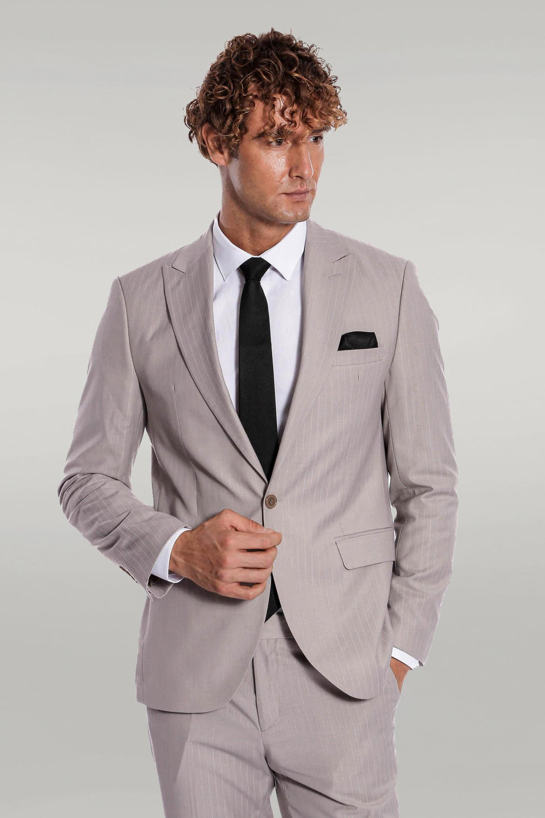 WSS 2 Piece Striped Grey Men Suit  - Singen