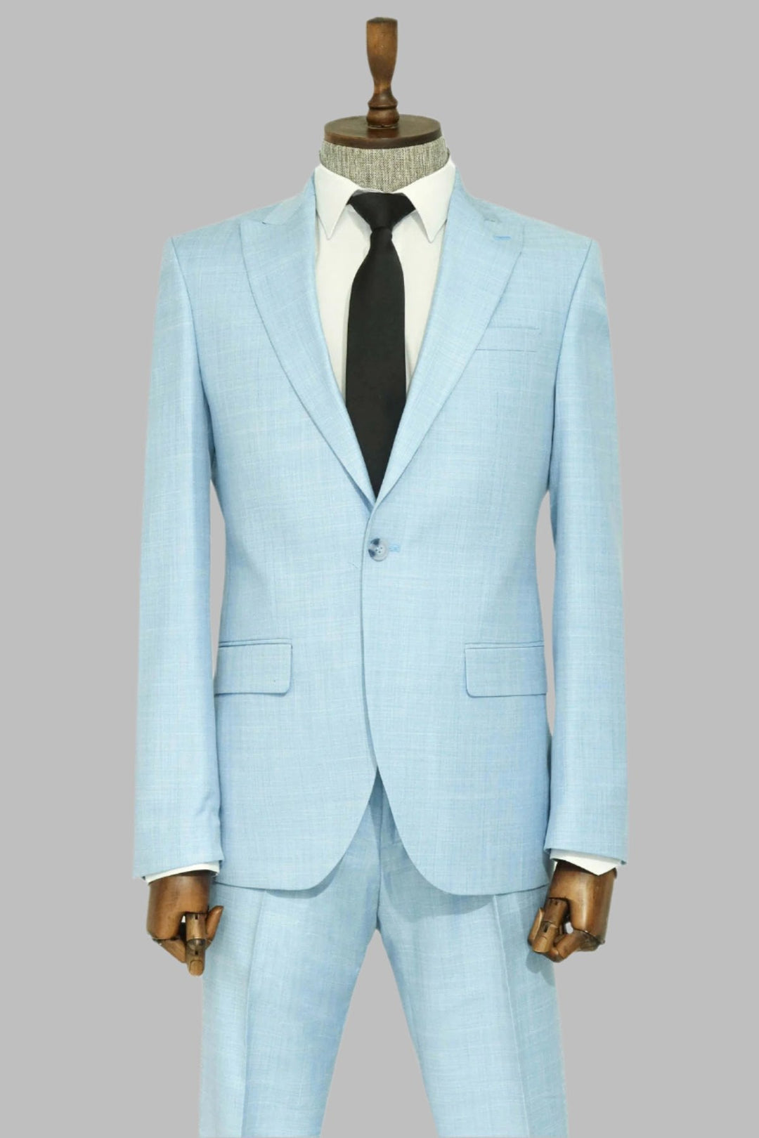 WSS Slim Fit Sleim Fit Oncement Light Blue Men Suit - Singen