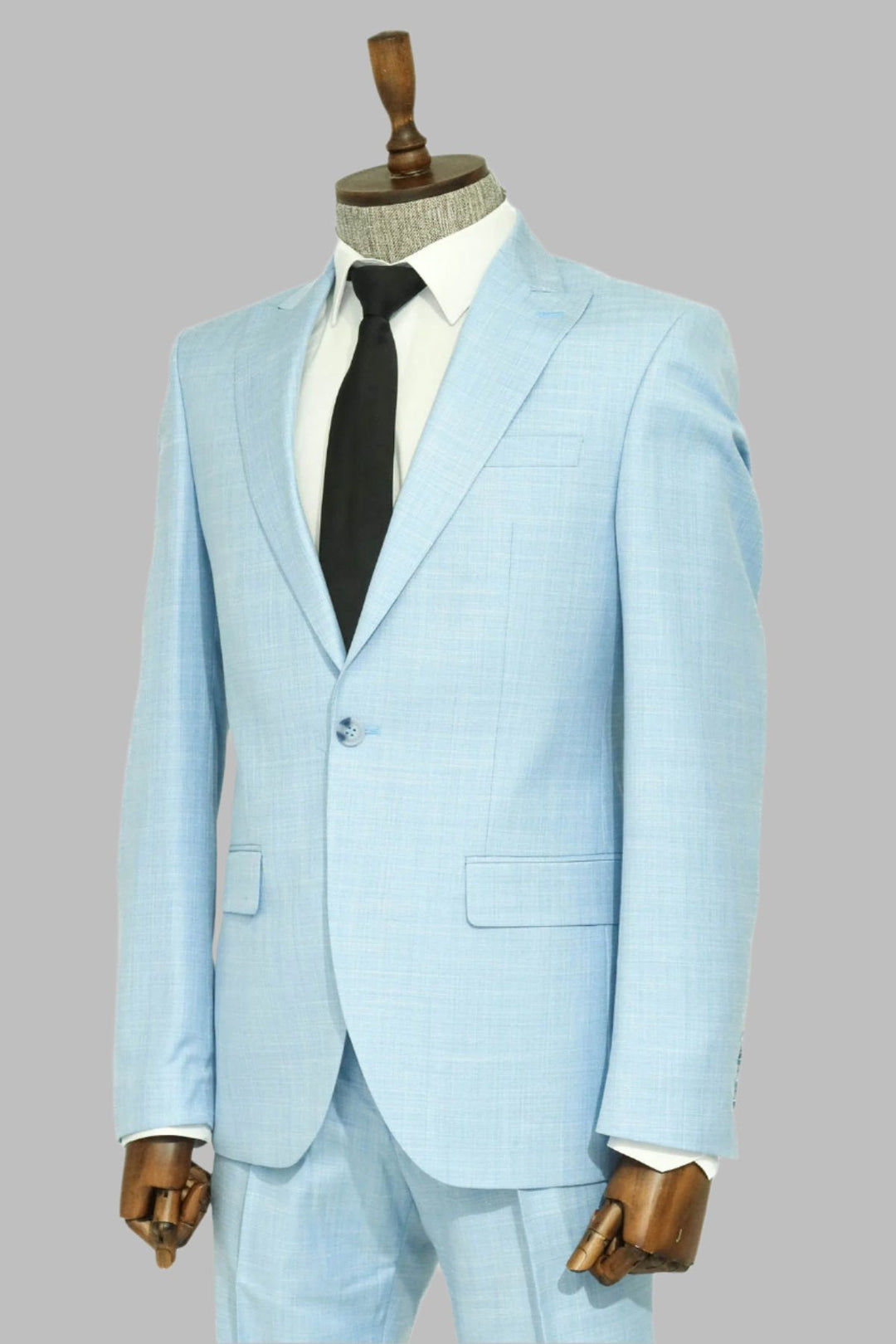 WSS Slim Fit Sleim Fit Oncement Light Blue Men Suit - Singen