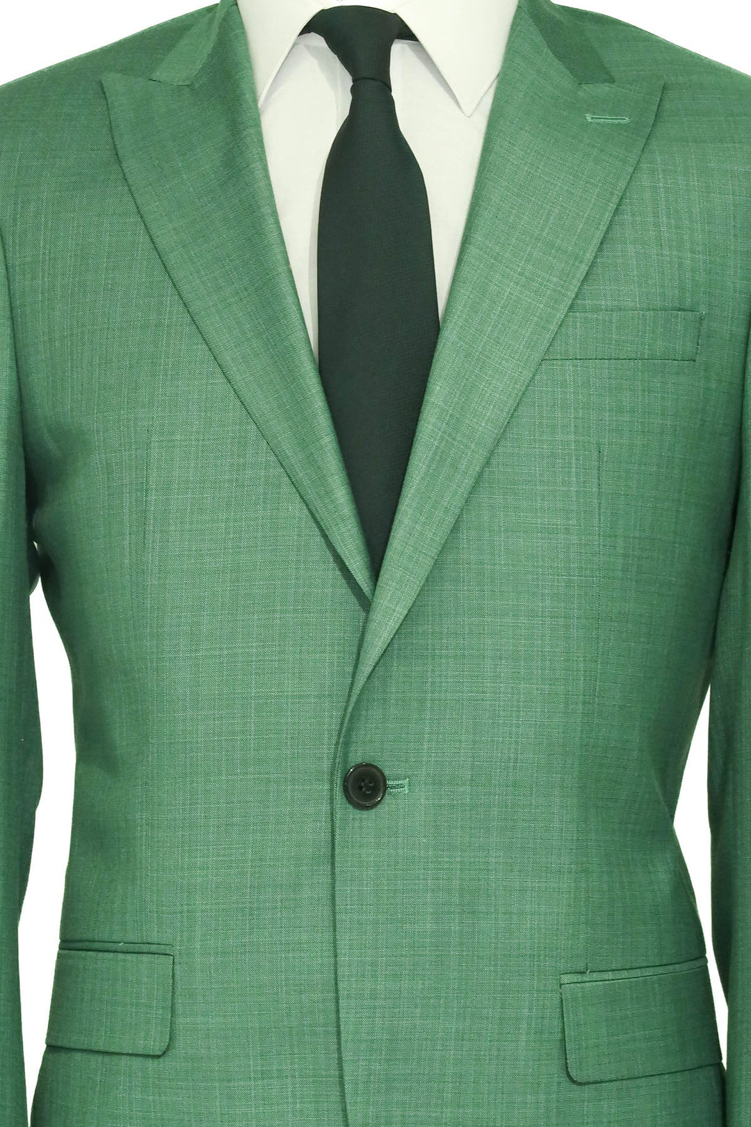 WSS Slim Fit Sleim Fit Single Button Green Men Suit - Singen