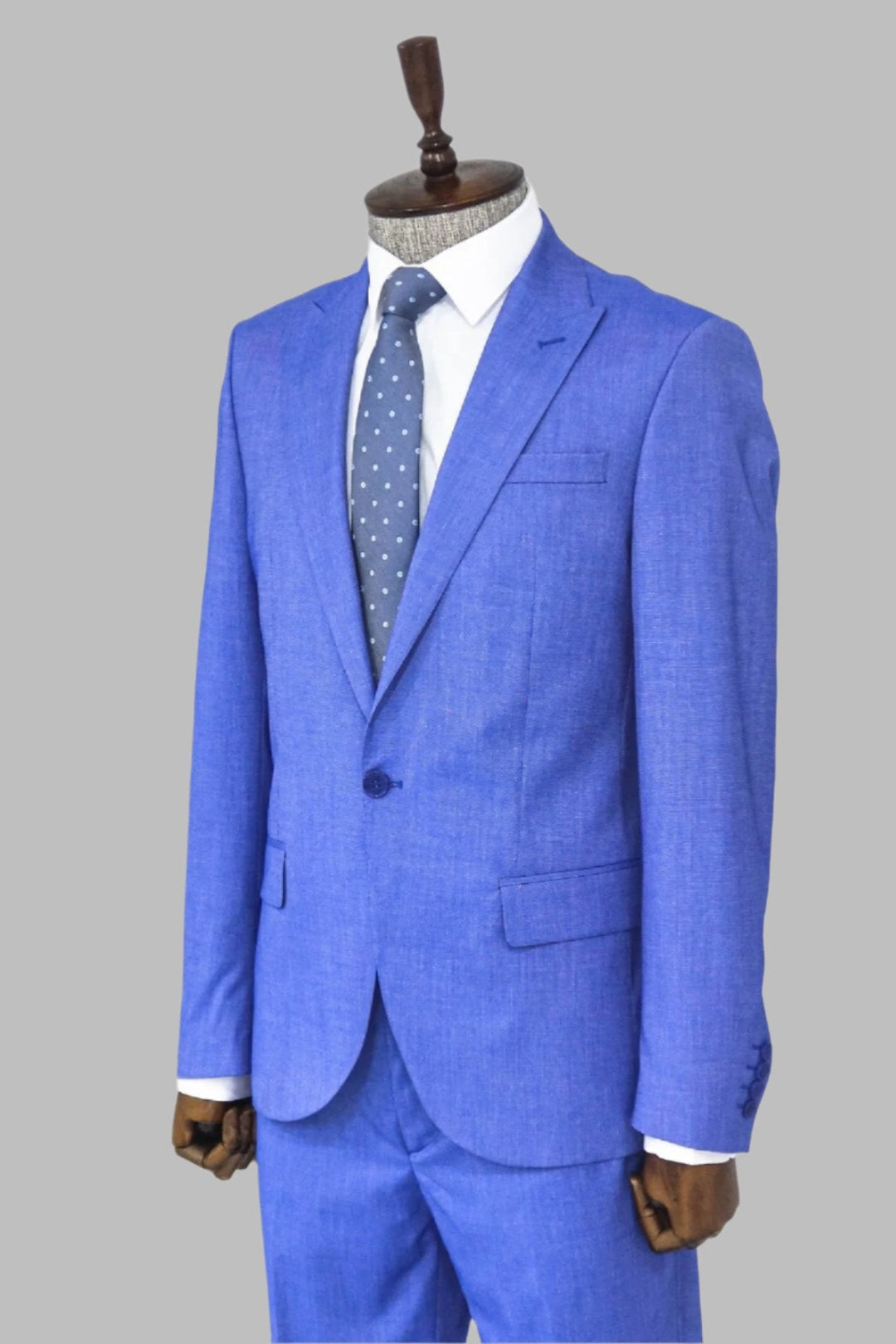 WSS 2 Piece Patterned Slim Fit Blue Men Suit  - Singen