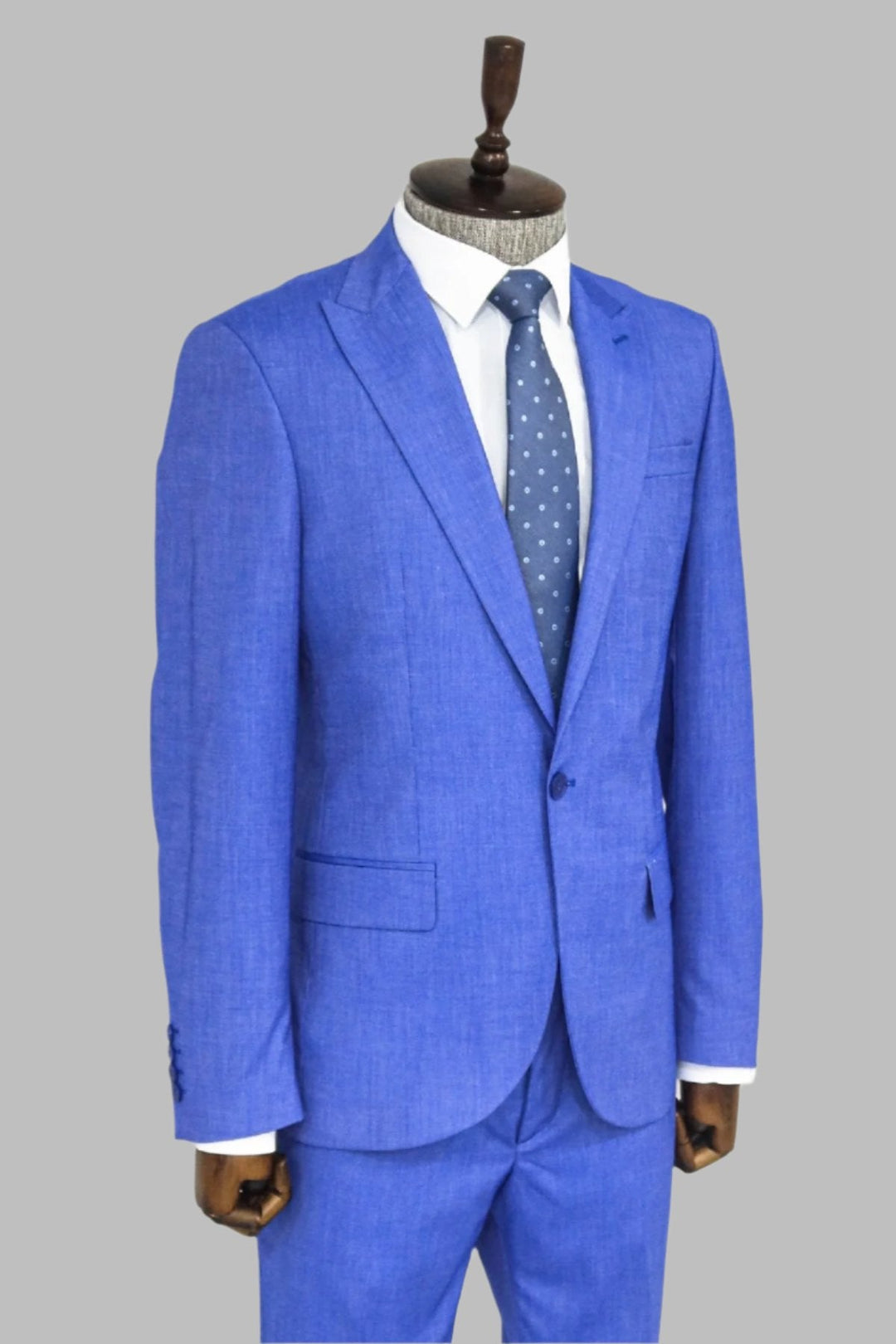 WSS 2 Piece Patterned Slim Fit Blue Men Suit  - Singen