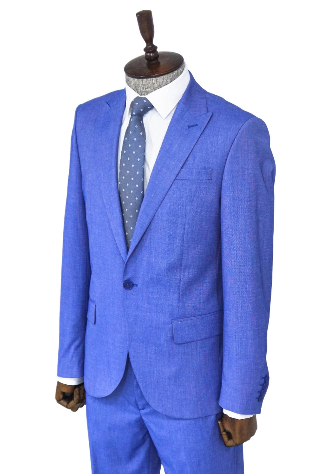 WSS 2 Piece Patterned Slim Fit Blue Men Suit  - Singen