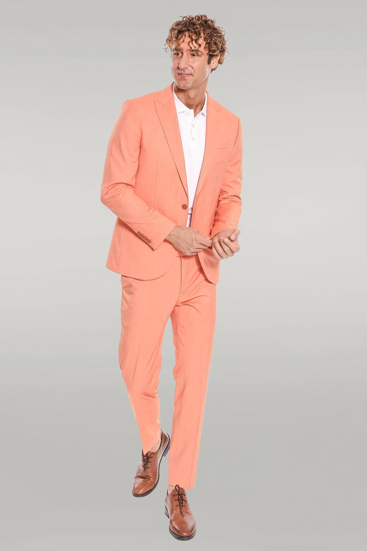 WSS 2 Piece Patterned Slim Fit Orange Men Suit  - Singen