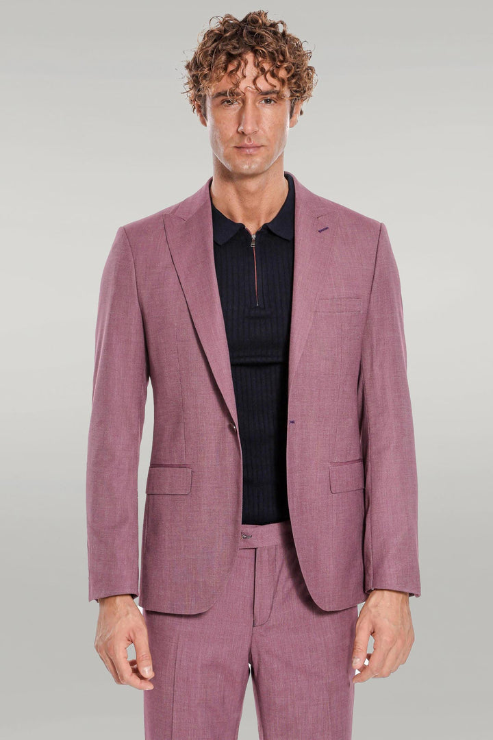 WSS 2 Piece Patterned Slim Fit Purple Men Suit  - Singen