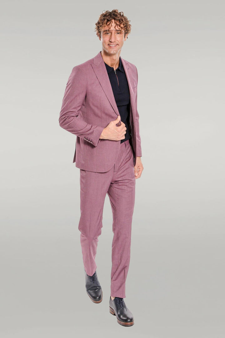 WSS 2 Piece Patterned Slim Fit Purple Men Suit  - Singen