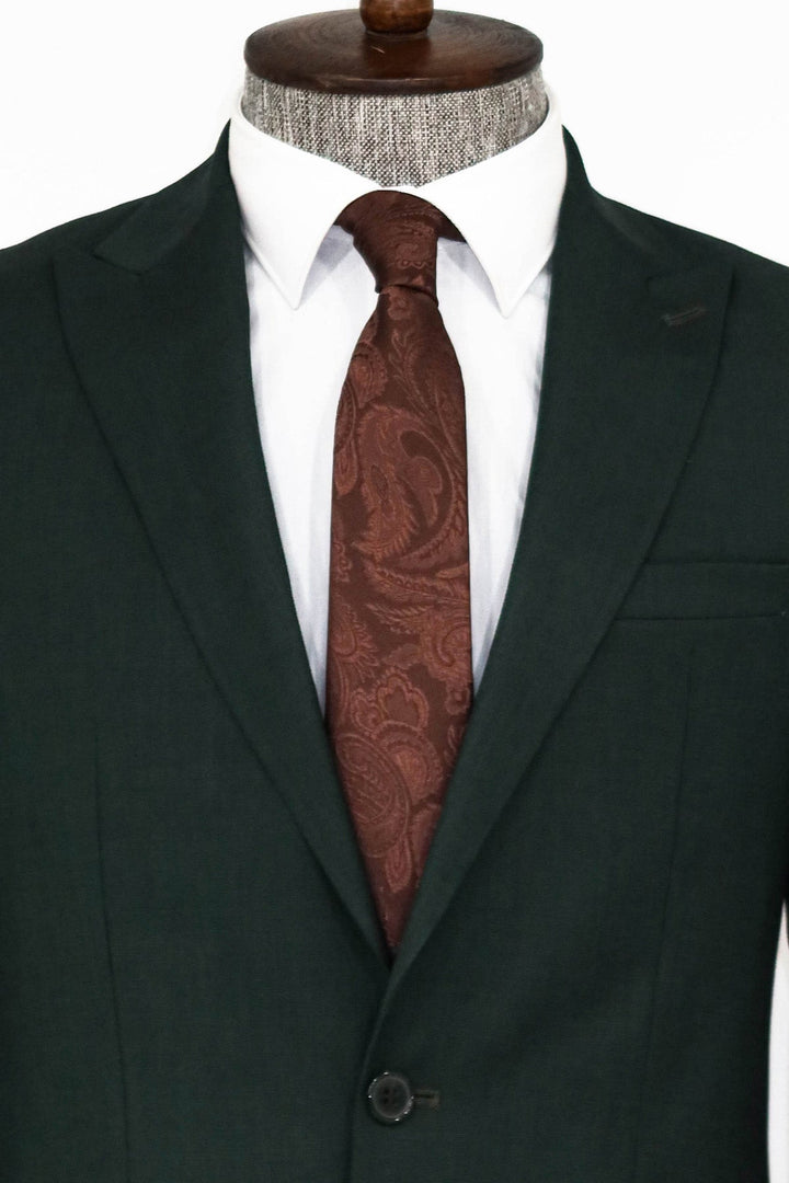 WSS 2 Piece Patterned Slim Fit Dark Green Men Suit  - Singen