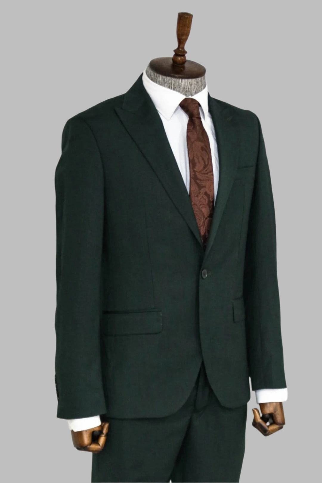 WSS 2 Piece Patterned Slim Fit Dark Green Men Suit  - Singen