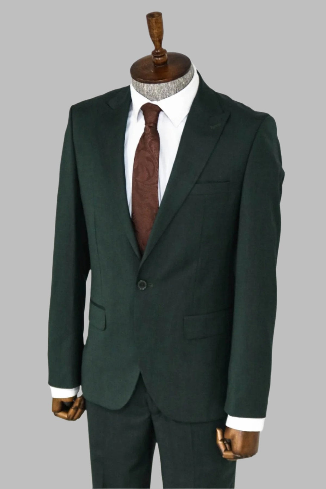 WSS 2 Piece Patterned Slim Fit Dark Green Men Suit  - Singen