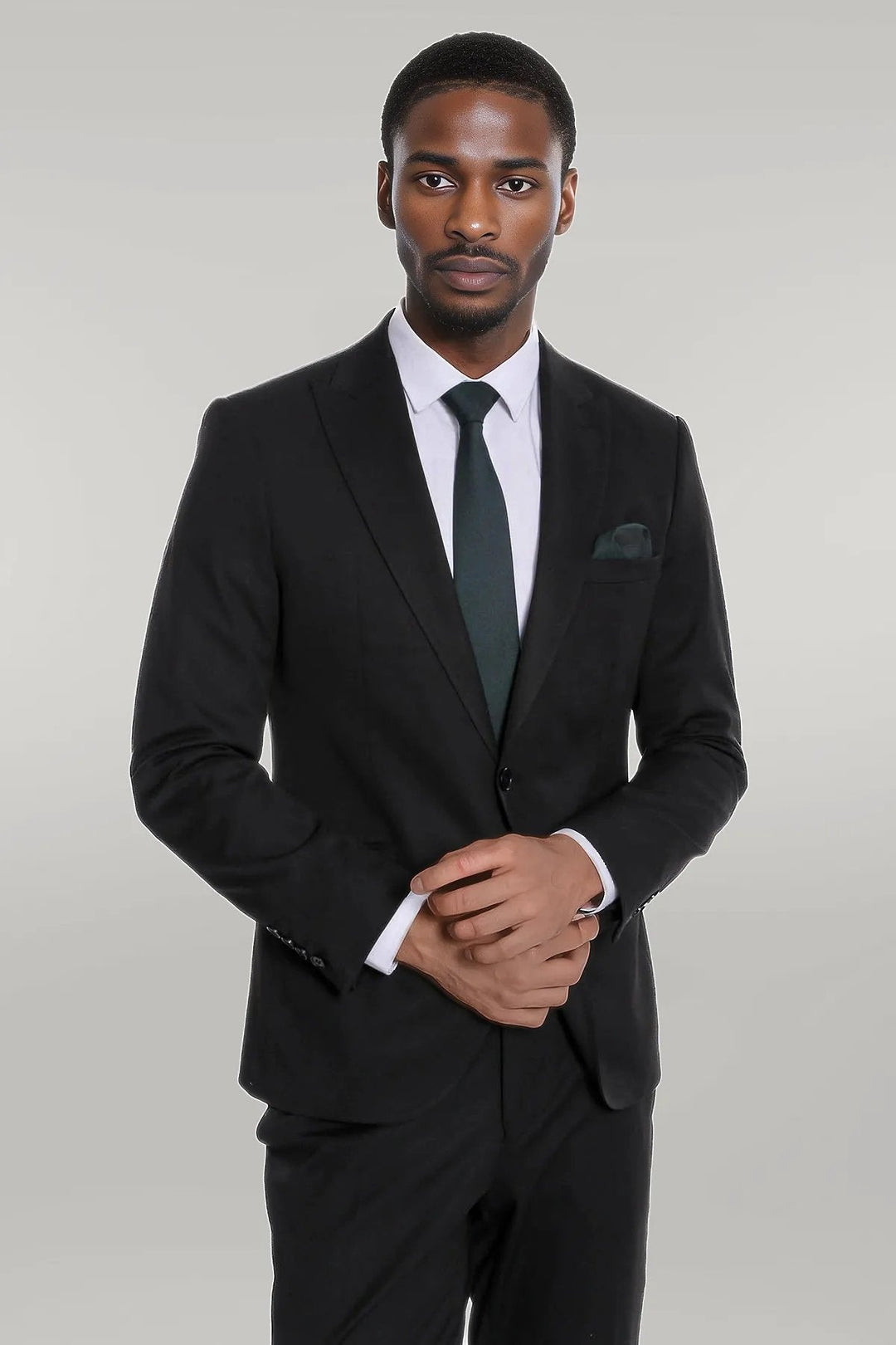 WSS Plain 2 Piece Slim Fit Black Men Suit  - Singen