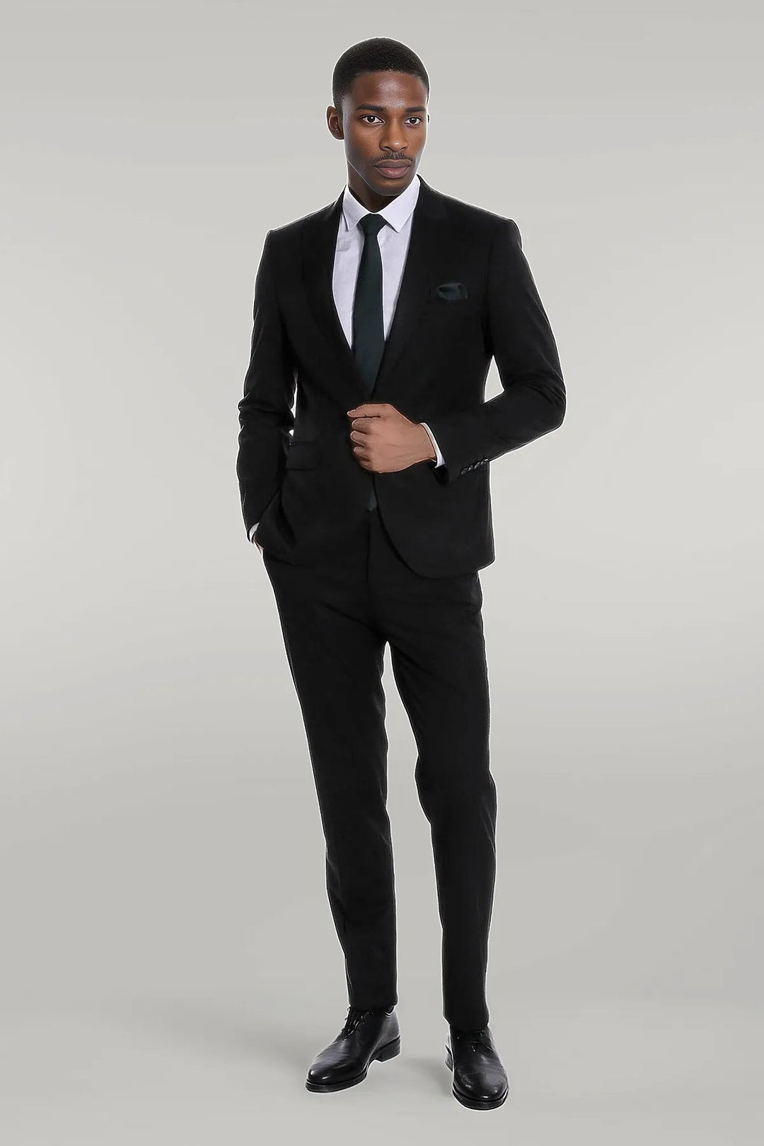 WSS Plain 2 Piece Slim Fit Black Men Suit  - Singen