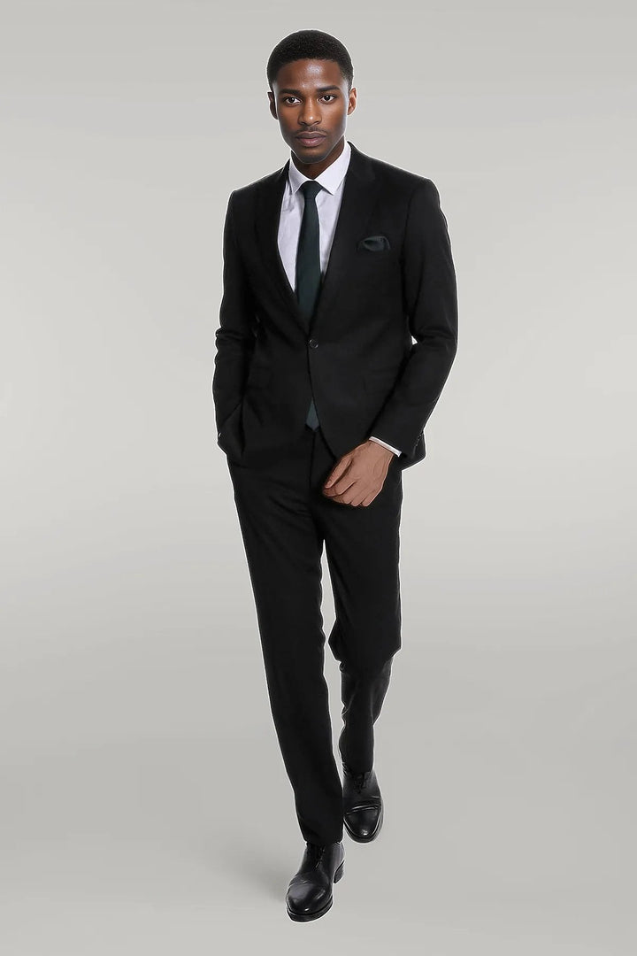 WSS Plain 2 Piece Slim Fit Black Men Suit  - Singen