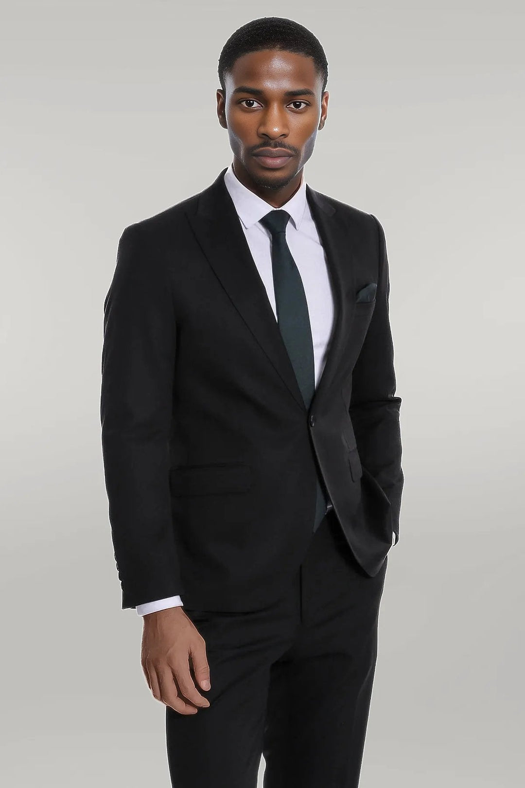 WSS Plain 2 Piece Slim Fit Black Men Suit  - Singen