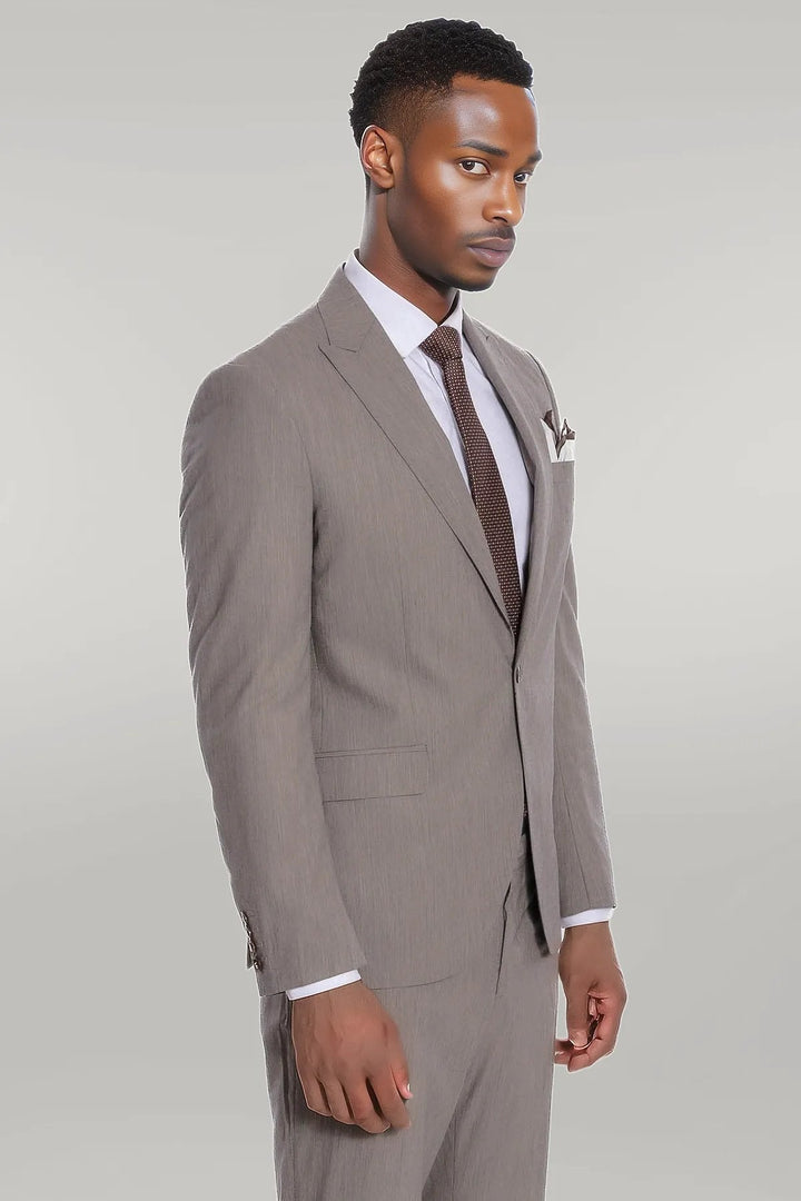 WSS Plain 2 Piece Slim Fit Dark Grey Men Suit  - Singen