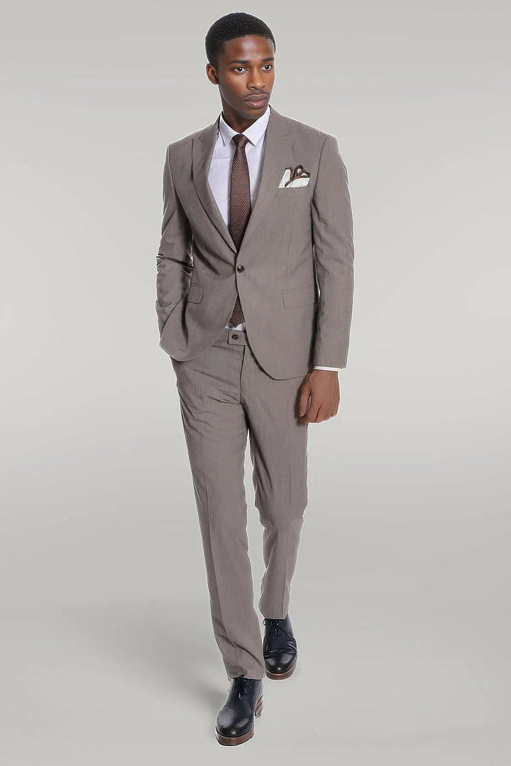 WSS Plain 2 Piece Slim Fit Dark Grey Men Suit  - Singen