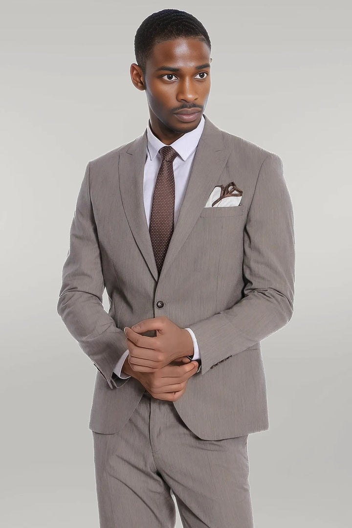 WSS Plain 2 Piece Slim Fit Dark Grey Men Suit  - Singen