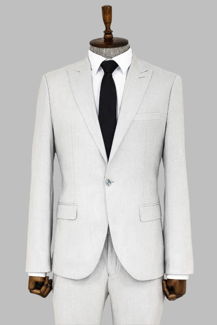 WSS Plain 2 Piece Slim Fit Light Grey Men Suit  - Singen