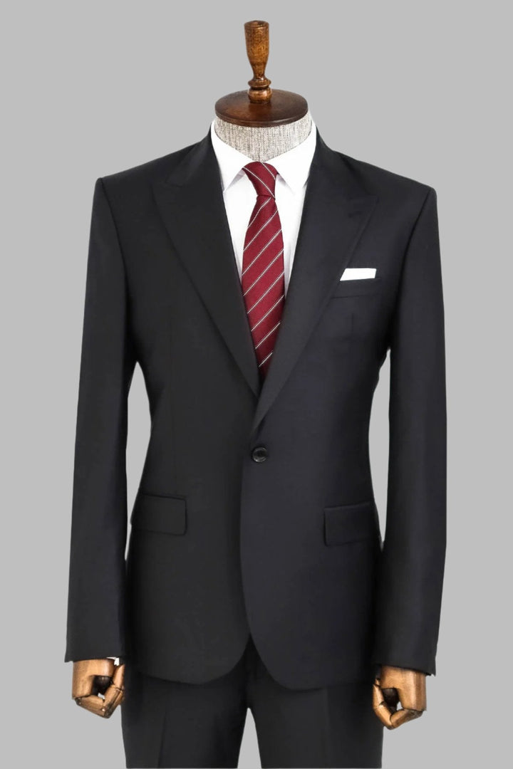 WSS Wool Black Men Suit  - Singen