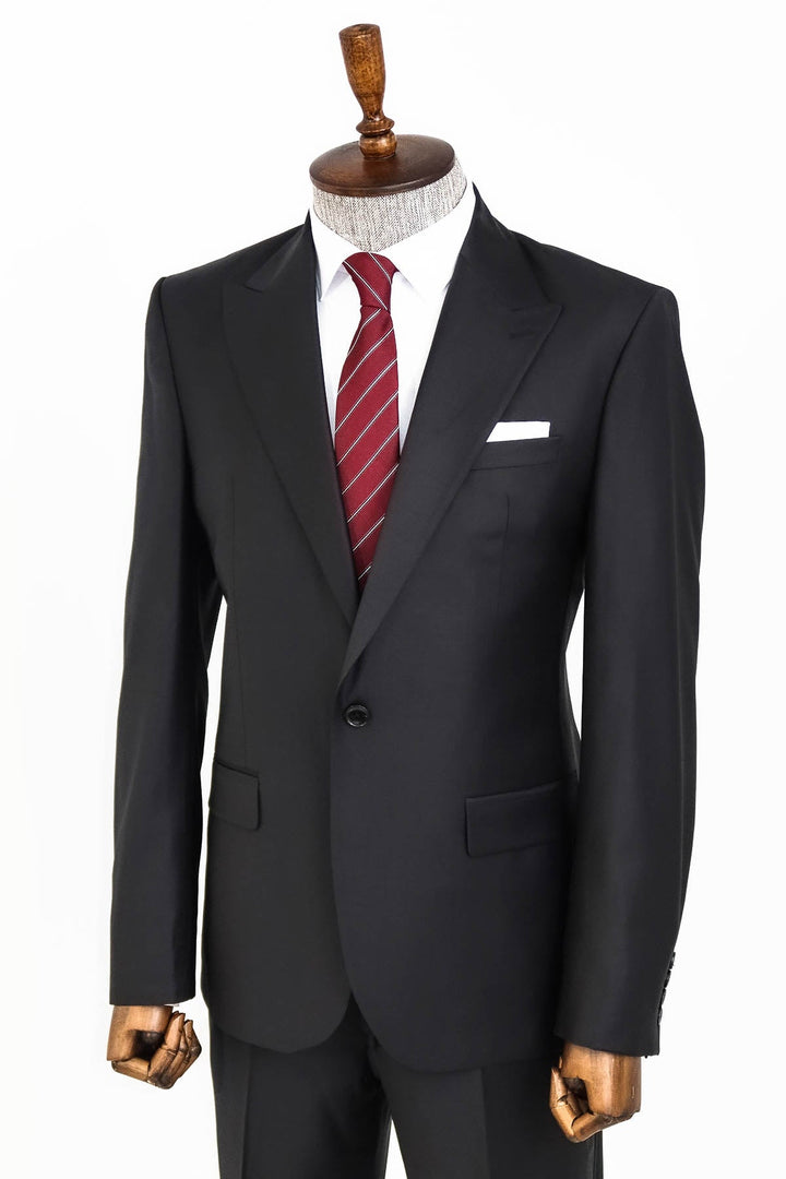 WSS Wool Black Men Suit  - Singen