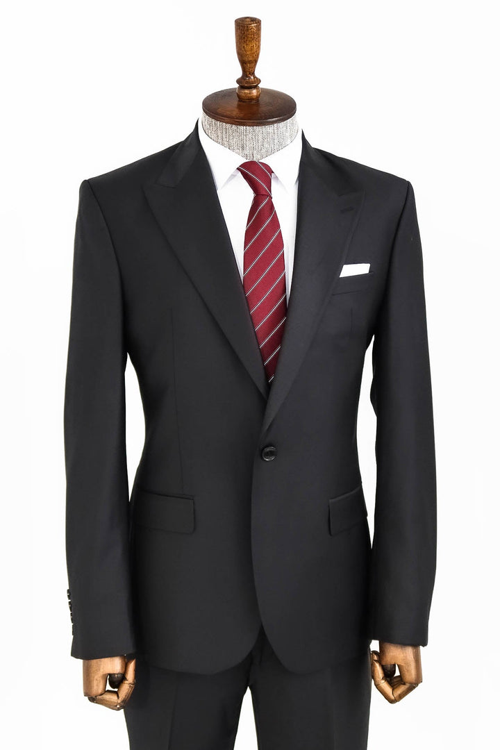 WSS Wool Black Men Suit  - Singen