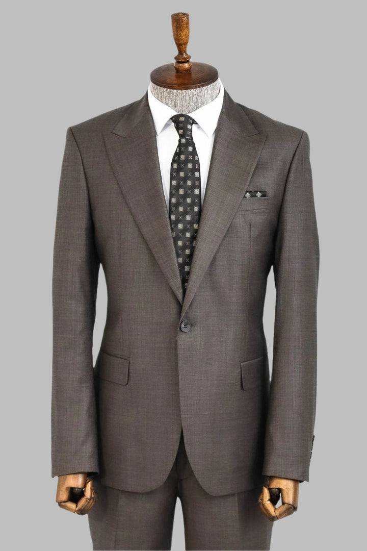 WSS Wool Slim Fit Brown Men Suit  - Singen