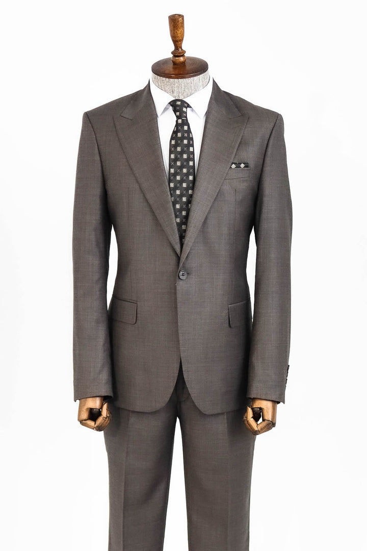 WSS Wool Slim Fit Brown Men Suit  - Singen