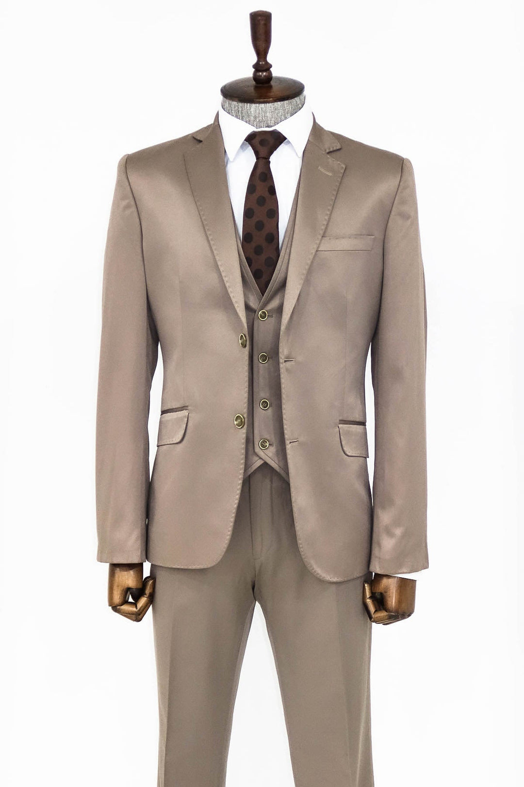 WSS Plain Vested Light Brown Men Suit  - Singen