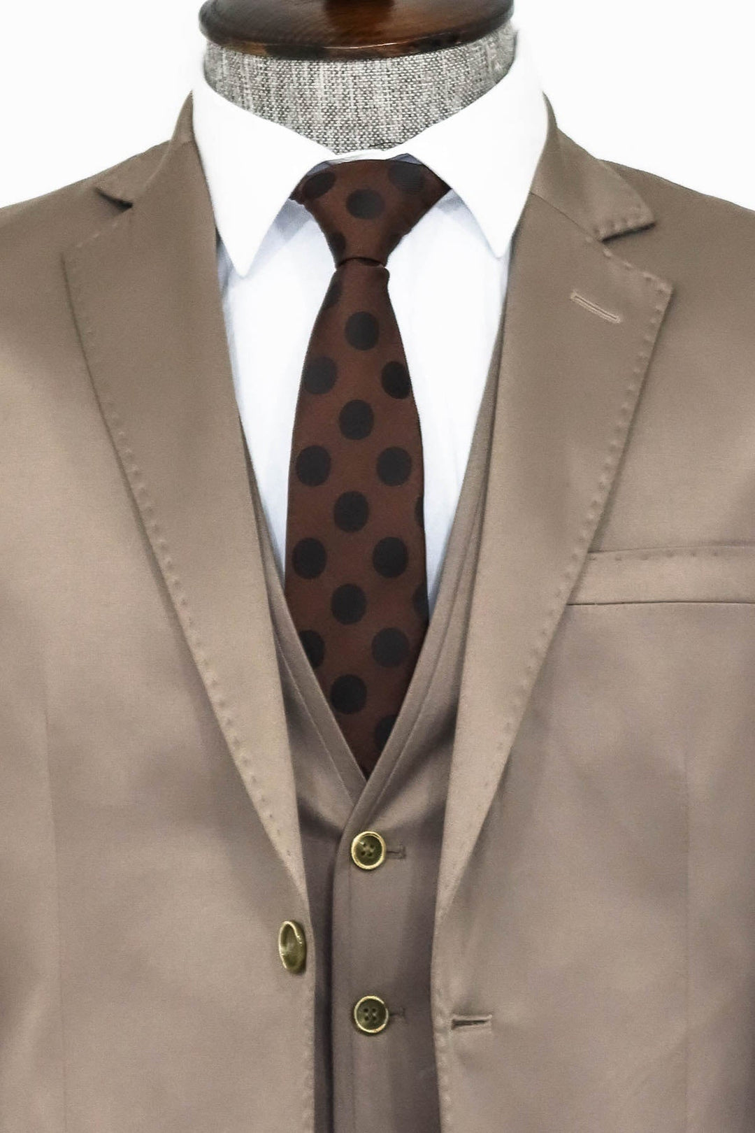 WSS Plain Vested Light Brown Men Suit  - Singen