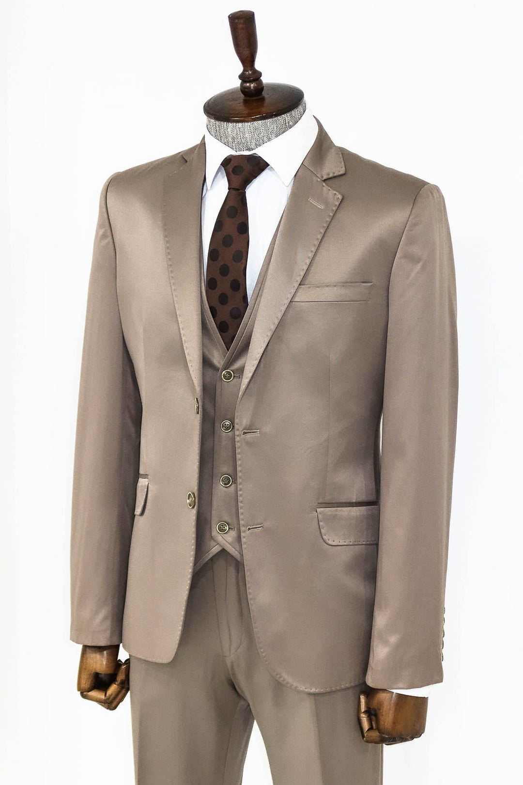 WSS Plain Vested Light Brown Men Suit  - Singen