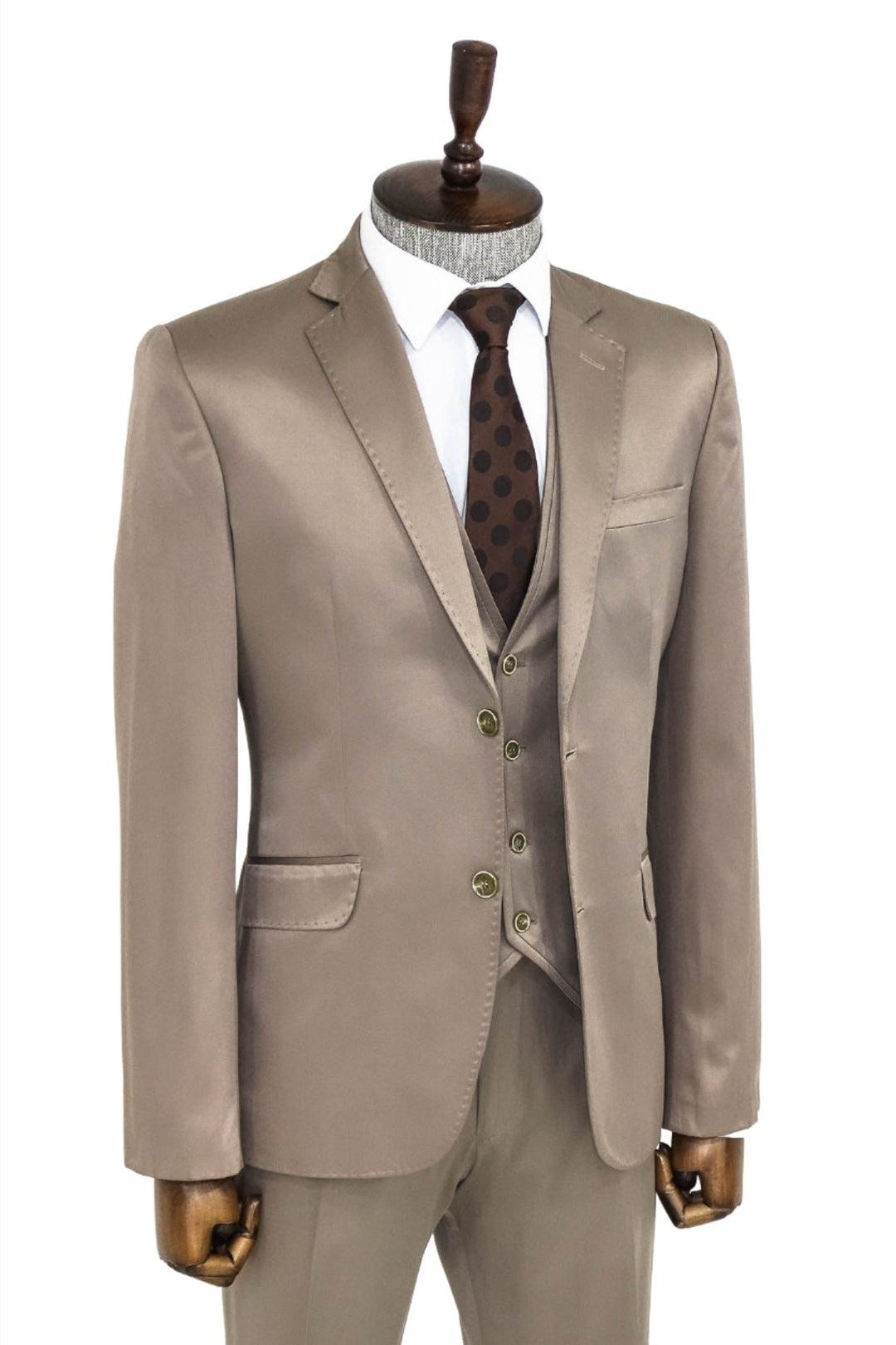 WSS Plain Vested Light Brown Men Suit  - Singen