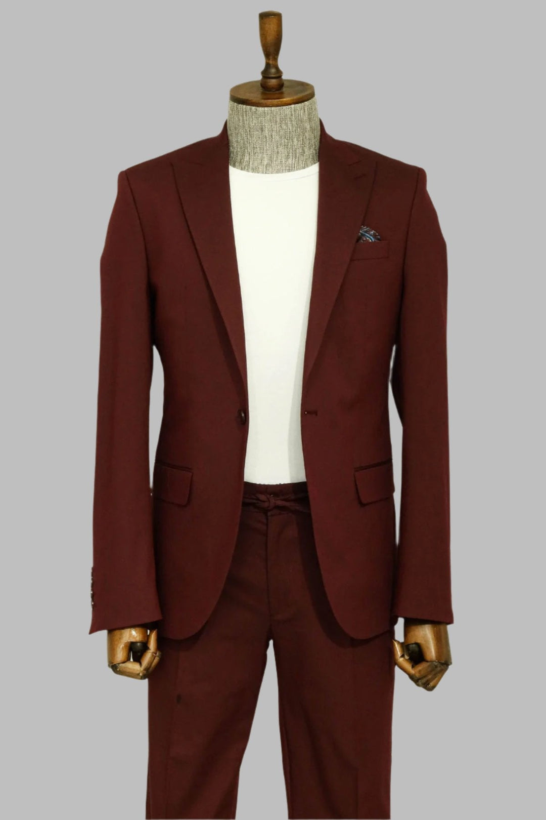 WSS Single Buttons 2 Piece Burgundy Men Suit  - Singen