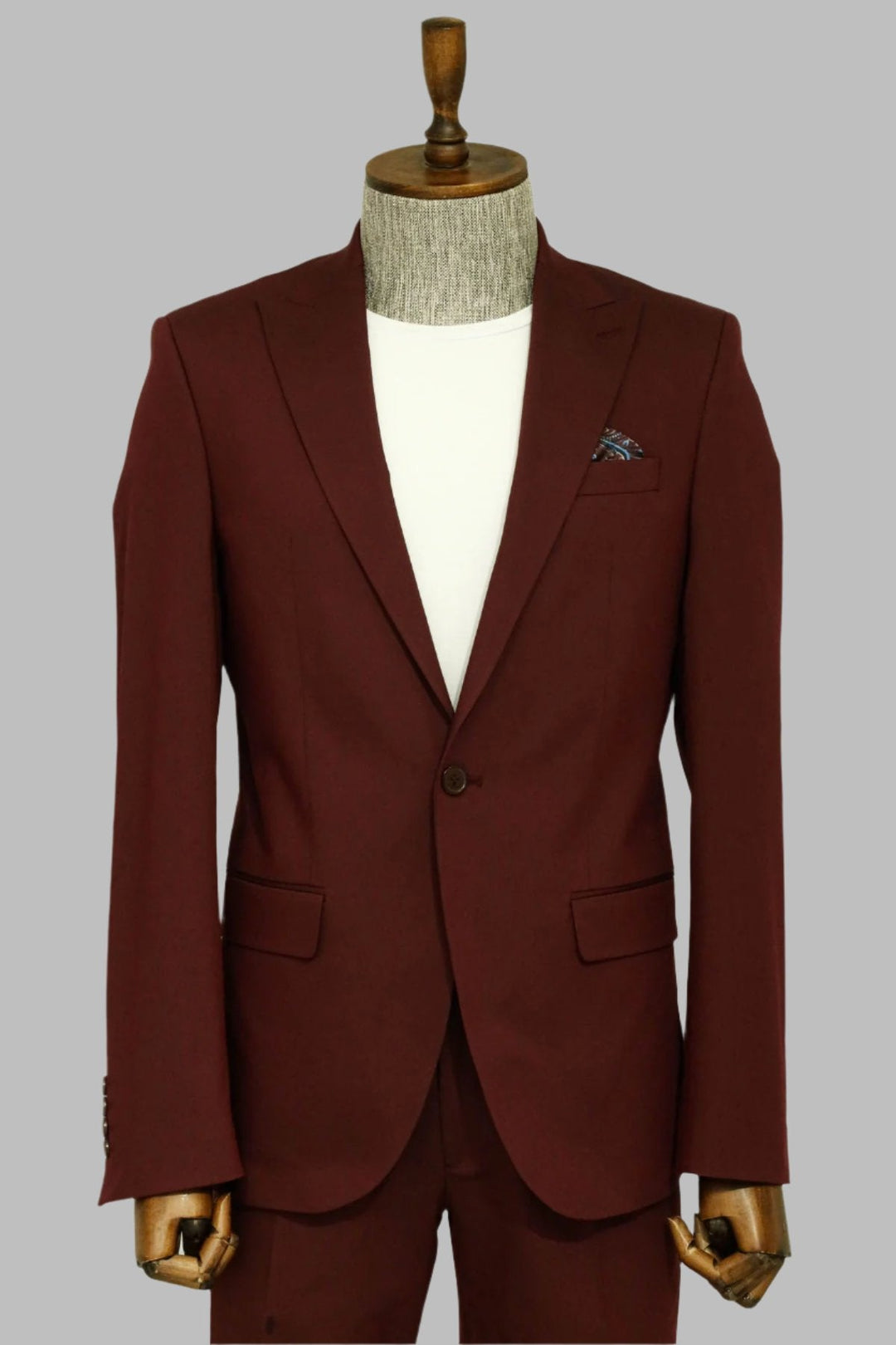 WSS Single Buttons 2 Piece Burgundy Men Suit  - Singen