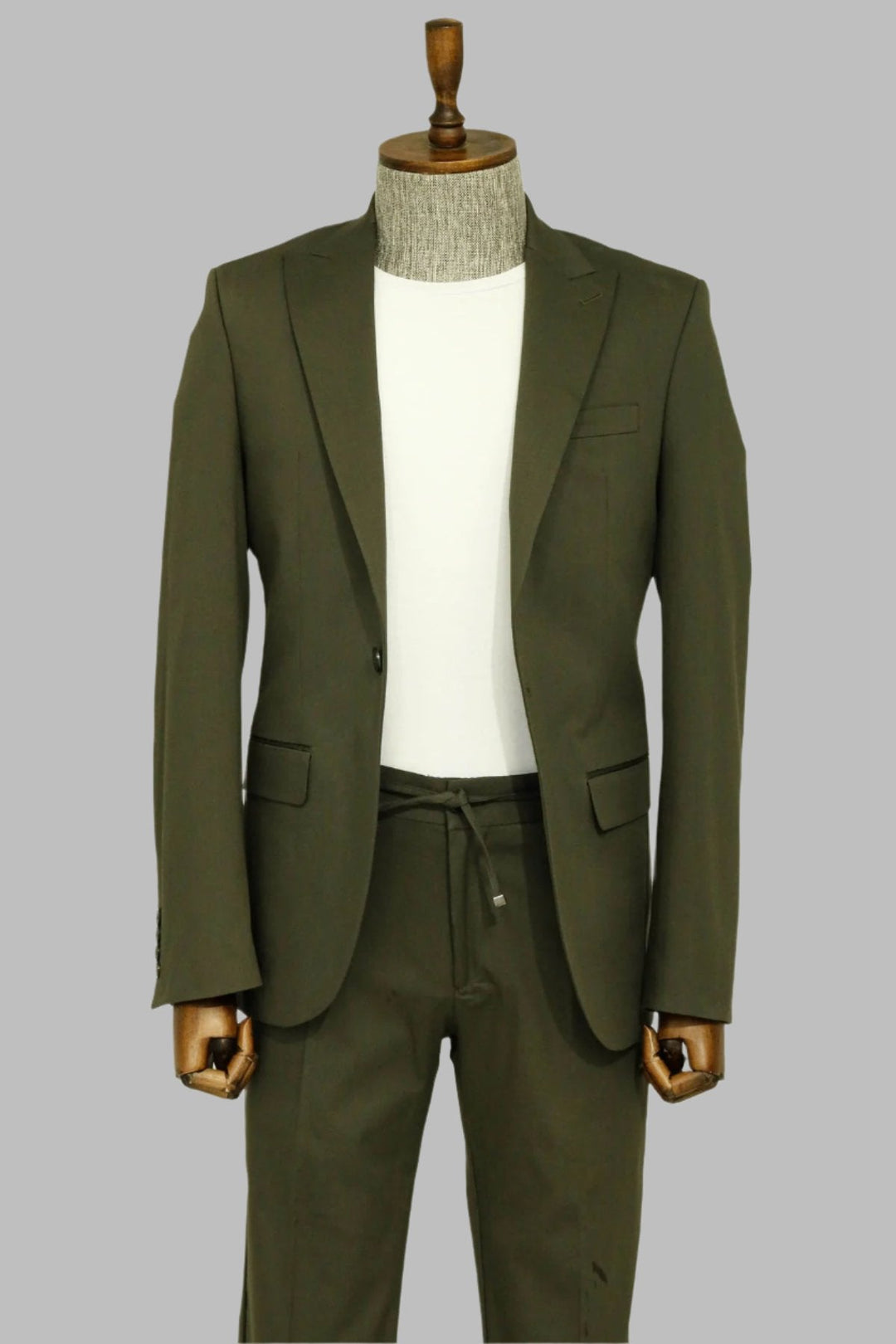 WSS Single Buttons 2 Piece Green Men Suit  - Singen