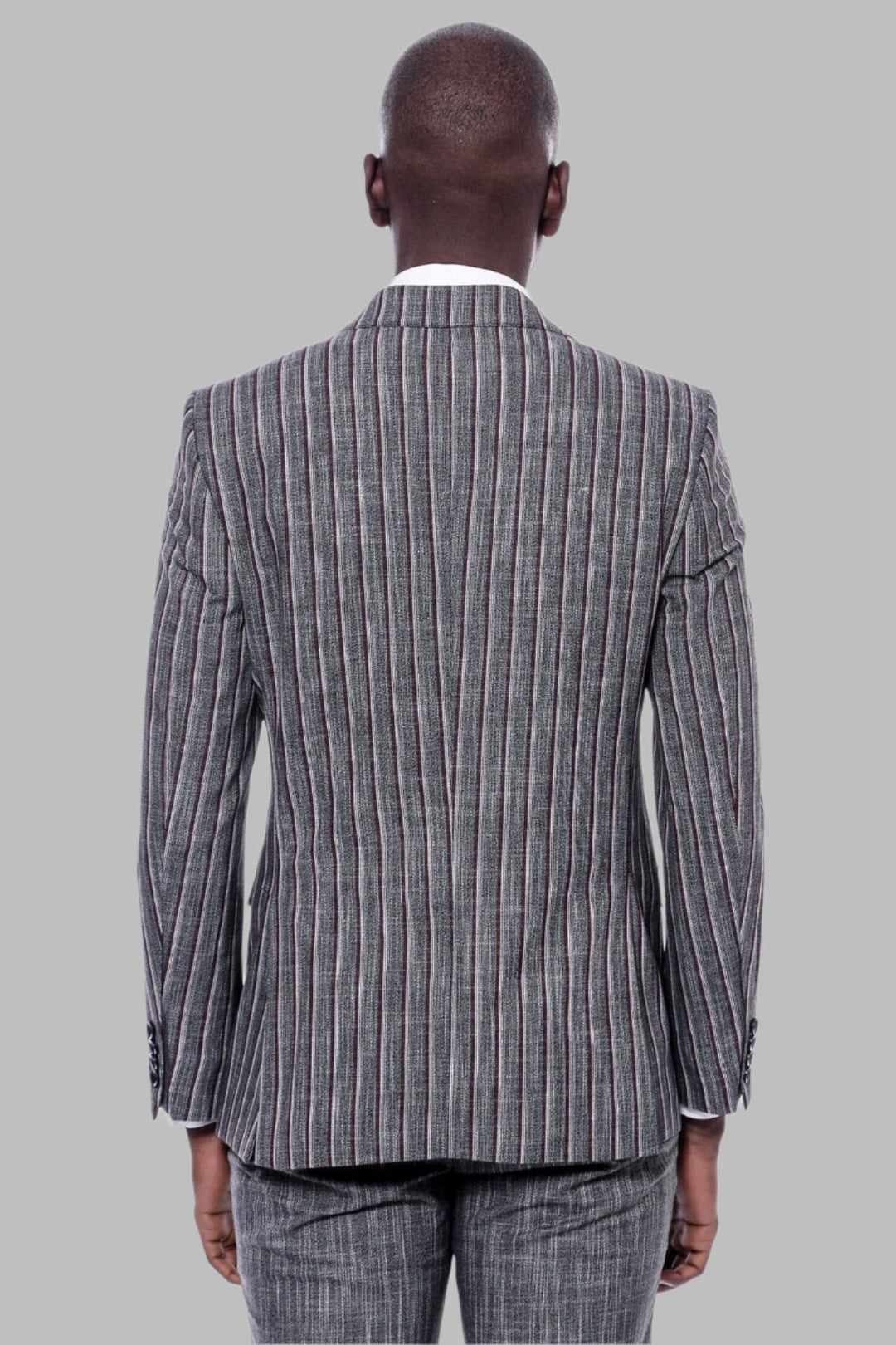 WSS Striped Two Piece Grey Men Suit  - Singen