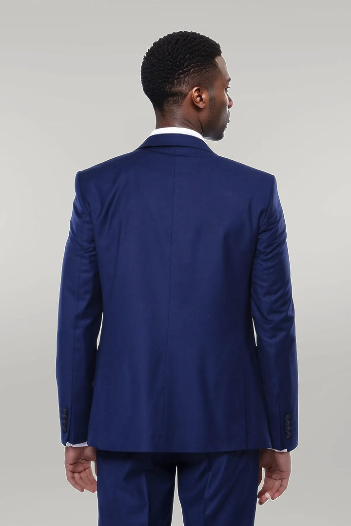 WSS Plain Vested Navy Blue Men's Suit  - Singen