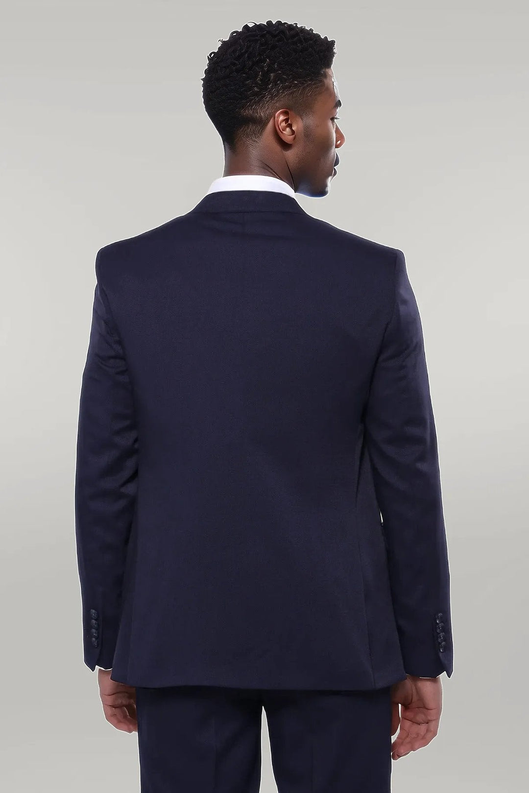 WSS Patterned Navy Blue Vested Suit  - Singen