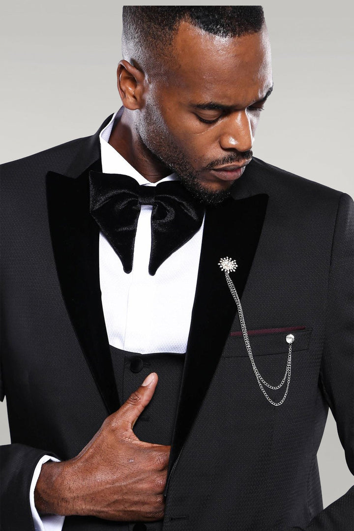 WSS Patterned Jacket Black Men's Tuxedo  - Singen