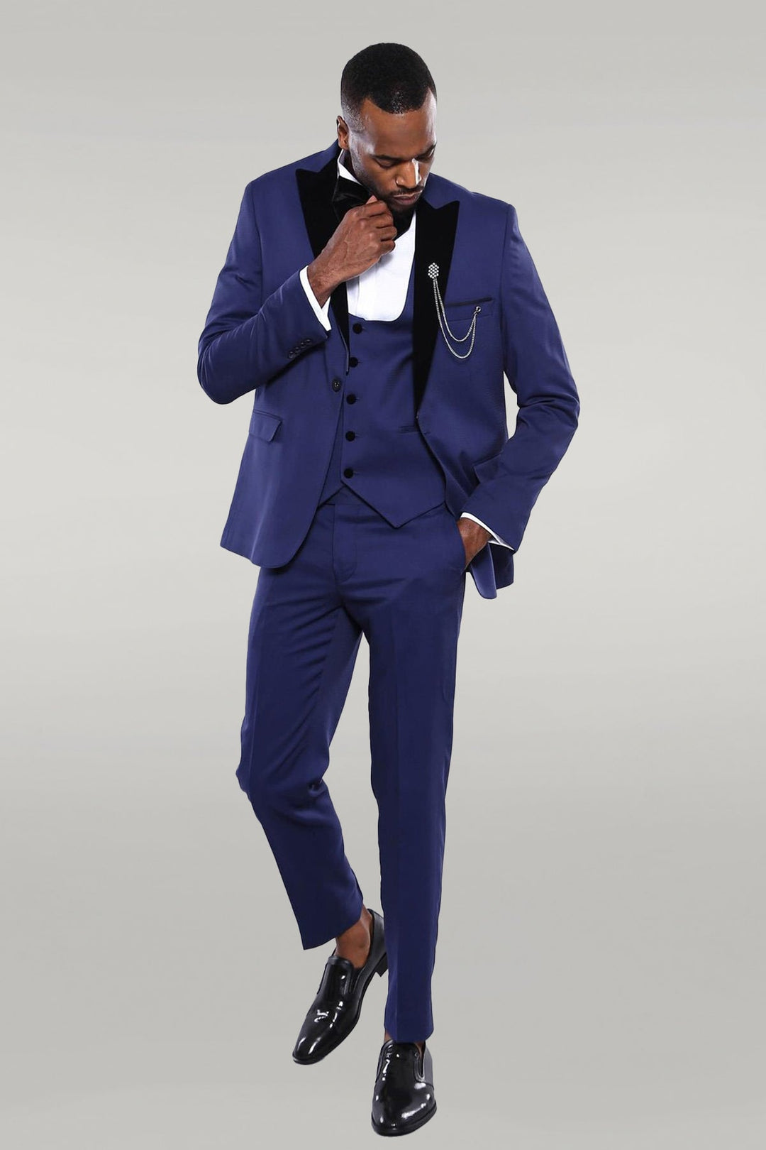 WSS Detachable Lapel Blue Men Tuxedo   - Singen