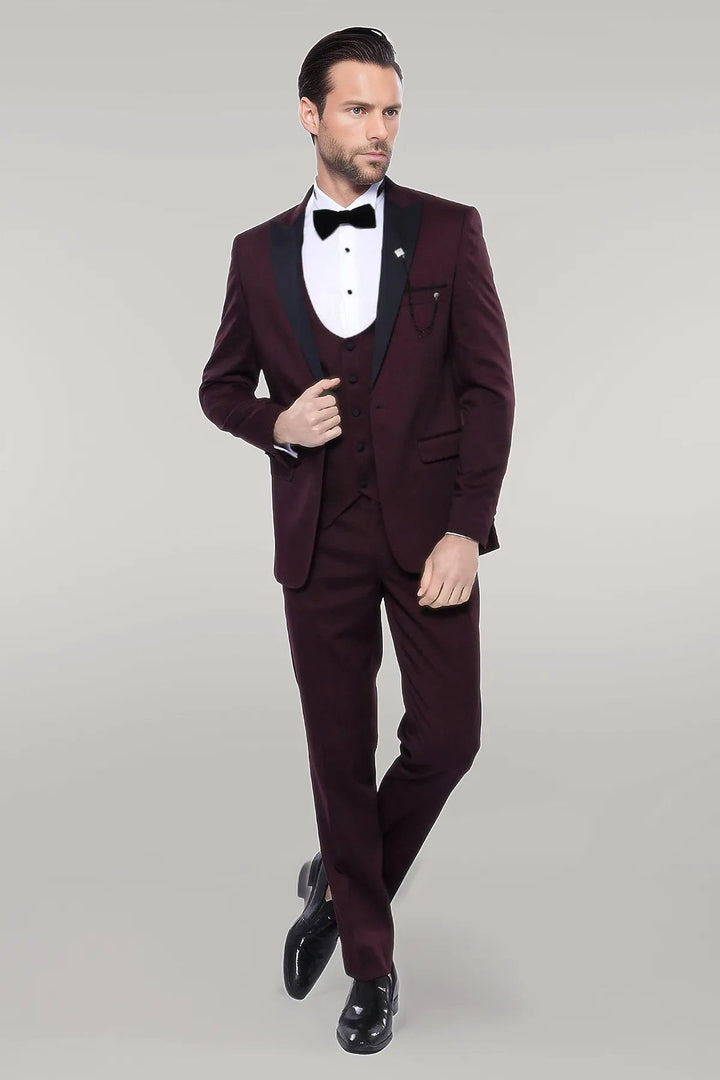 WSS Detachable Lapel Burgundy Suit  - Singen