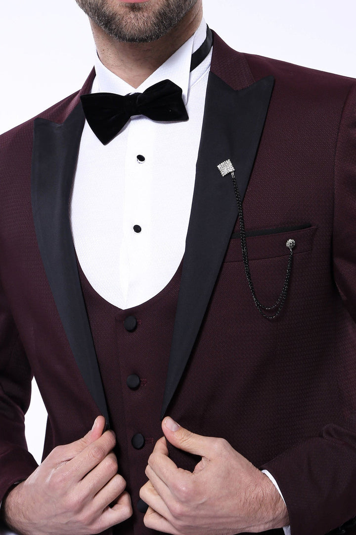 WSS Detachable Lapel Burgundy Suit  - Singen