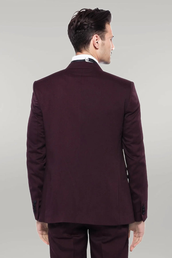 WSS Detachable Lapel Burgundy Suit  - Singen