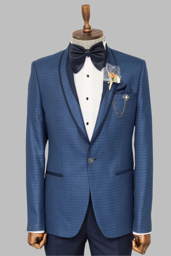 WSS Blue Patterned Tuxedo Suit  - Singen